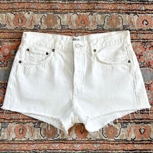 Agolde White Parker Denim Distressed Cut-Off Shorts Size 28
